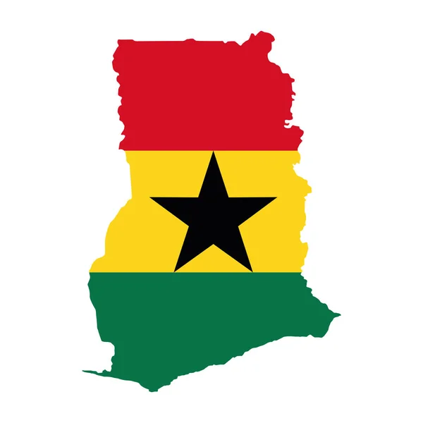 Vectorkaart Vlag Van Ghana Geïsoleerd Witte Achtergrond — Stockvector