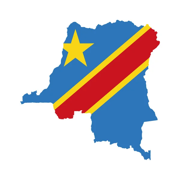 Vector Map Flag República Democrática Congo Isolado Sobre Fundo Branco — Vetor de Stock