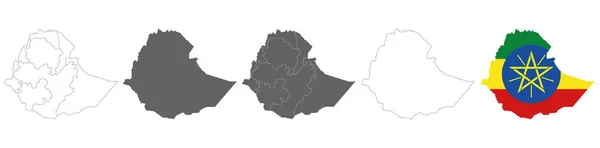 Vectorkaart Vlag Van Ethiopië Geïsoleerd Witte Achtergrond — Stockvector