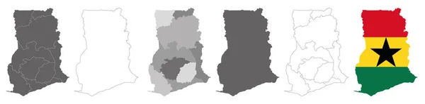 Vektor Karta Flagga Ghana Isolerad Vit Bakgrund — Stock vektor