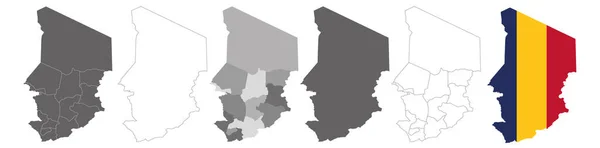 Chad Vektör Haritası Bayrağı Beyaz Arkaplanda Izole Edildi — Stok Vektör