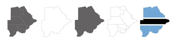 Vector Map Flag Botswana Isolado Sobre Fundo Branco — Vetor de Stock