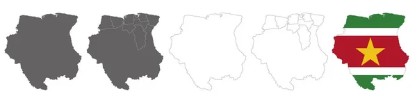 Surinam Vektör Haritası Bayrağı Beyaz Arkaplanda Izole Edildi — Stok Vektör