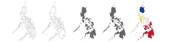 Mappa Vettoriale Delle Filippine Isolata Sfondo Bianco — Vettoriale Stock