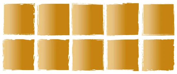 Satz Goldener Pinsel Bemaltes Banner Mit Stempelfarbe Auf Weißem Hintergrund — Stockvektor