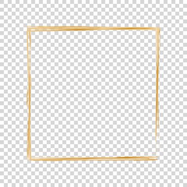 Şeffaf arkaplanda altın fırça boyalı mürekkep pankartı çerçevesi