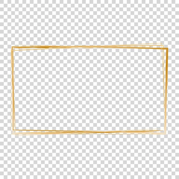Şeffaf Arkaplanda Altın Fırça Boyalı Mürekkep Pankartı Çerçevesi — Stok Vektör