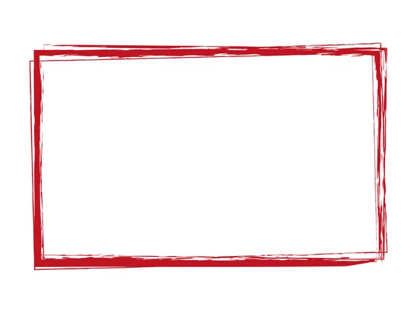 Vermelho Pincel Pintado Tinta Selo Banner Frame Fundo Branco — Vetor de Stock