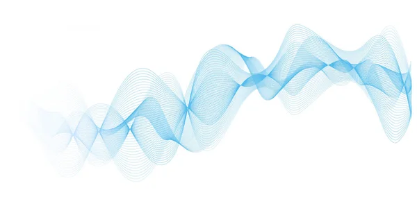 白色背景下的抽象矢量蓝波旋律线 — 图库矢量图片