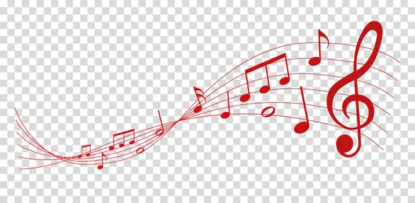Partition Vectorielle Notes Musique Rouges Mélodie Sur Fond Transparent — Image vectorielle