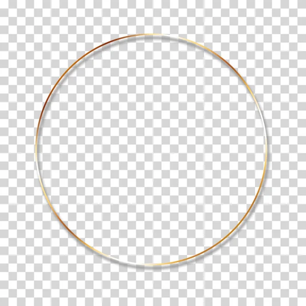 Круглый Золотой Металлический Каркас Тенью Прозрачном Фоне — стоковый вектор