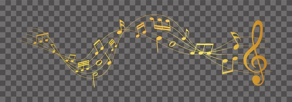 Vector Sheet Music Χρυσές Μουσικές Νότες Μελωδία Διαφανές Φόντο — Διανυσματικό Αρχείο