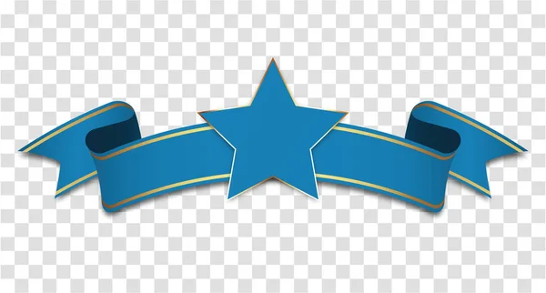 Голубая Винтажная Лента Ярлыком Синей Звезды Прозрачном Фоне — стоковый вектор