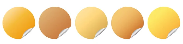 Σύνολο Από Διάφορα Χρυσά Χρωματιστά Στρογγυλά Αυτοκόλλητα Πανό Λευκό Φόντο — Διανυσματικό Αρχείο