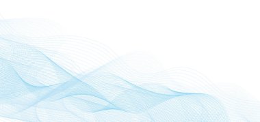 Beyaz zemin üzerinde soyut vektör mavi dalga melodi çizgileri çerçeve