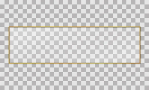 Şeffaf Arkaplanda Cam Efektli Altın Fotoğraf Çerçevesi — Stok Vektör
