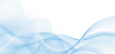 Beyaz arkaplanda soyut vektör mavi dalga melodisi çizgileri