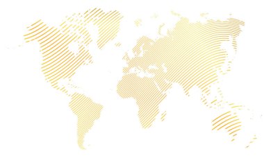 Beyaz arkaplanda altın çizgiler dünya haritası