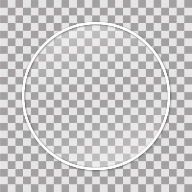 Şeffaf arkaplanda cam efektli beyaz yuvarlak fotoğraf çerçevesi