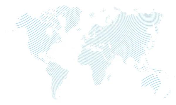 Mapa Del Mundo Líneas Azules Sobre Fondo Blanco — Vector de stock