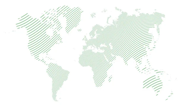 Linhas Verdes Mapa Mundo Fundo Branco —  Vetores de Stock