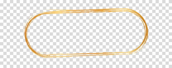 Guld Pensel Ram Banner Isolerad Transparent Bakgrund — Stock vektor