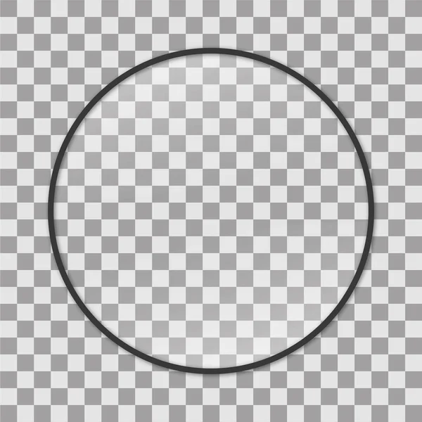 透明な背景にガラス効果のある黒い丸の写真フレーム — ストックベクタ