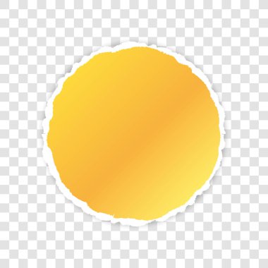 Saydam arkaplan üzerine yazdığınız metin için yırtık kenarlı vektör altın yuvarlak kağıt pankart