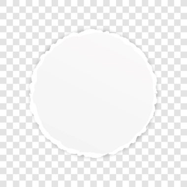 Saydam arkaplan üzerine yazdığınız metin için yırtık kenarlı vektör yuvarlak kağıt afişi