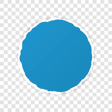 Saydam arkaplan üzerine yazdığınız metin için yırtık kenarlı mavi yuvarlak kağıt pankart