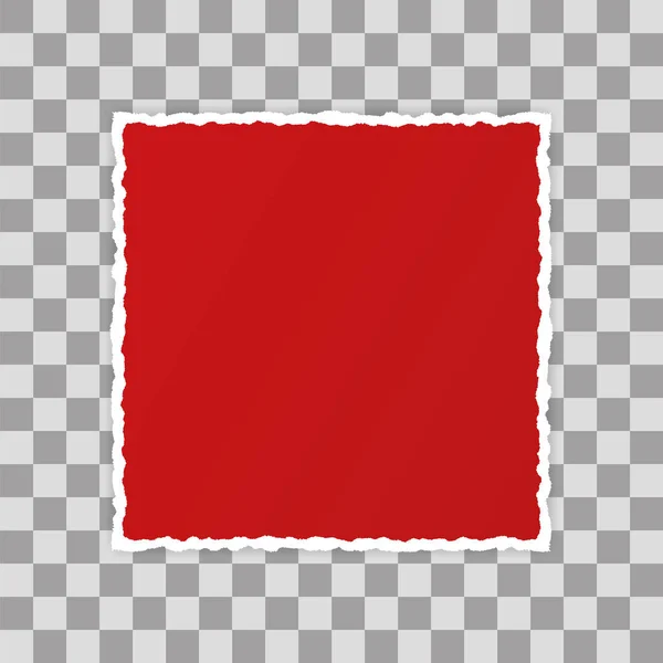 Banner Papel Roto Rojo Vector Con Bordes Rasgados Con Espacio — Vector de stock