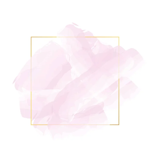 Bannière Aquarelle Rose Avec Cadre Doré Isolé Sur Fond Blanc — Image vectorielle