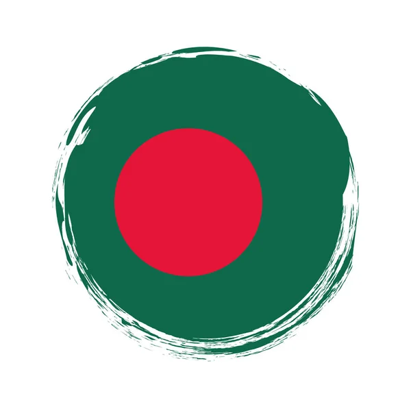 Bannière Ronde Peinte Pinceau Avec Drapeau Bangladesh Sur Fond Blanc — Image vectorielle