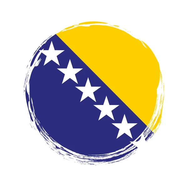 Pincel Redondo Pintado Banner Con Bandera Bosnia Herzegovina Sobre Fondo — Vector de stock