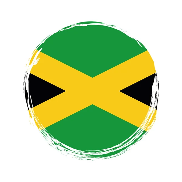 Rund Borste Målade Banner Med Jamaica Flagga Vit Bakgrund — Stock vektor