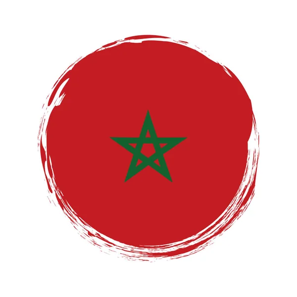 丸みを帯びたブラシは白い背景にモロッコの旗でバナーを描いた — ストックベクタ