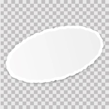 Saydam arkaplan üzerine yazdığınız metin için yırtık kenarlı oval yuvarlak kağıt pankartı