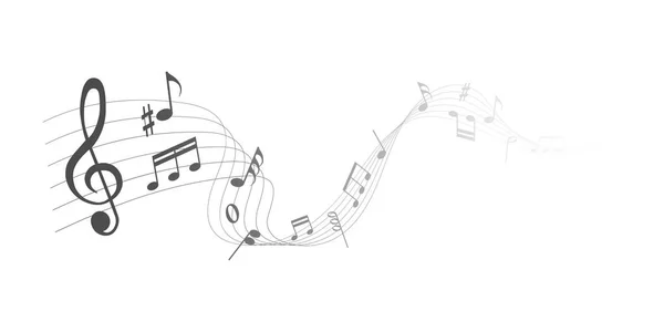 Vector Sheet Music Notas Musicales Melodía Sobre Fondo Blanco — Archivo Imágenes Vectoriales