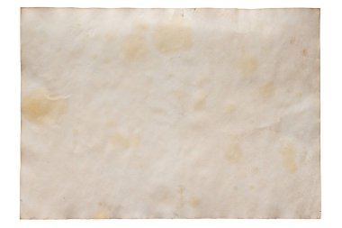 Beyaz arkaplanda izole edilmiş eski kahverengi grunge kağıdı