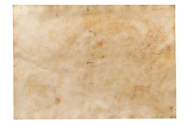 白地に隔離された古い茶色のグランジ紙 — ストック写真