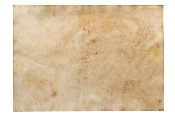 Beyaz Arkaplanda Izole Edilmiş Eski Kahverengi Grunge Kağıdı — Stok fotoğraf