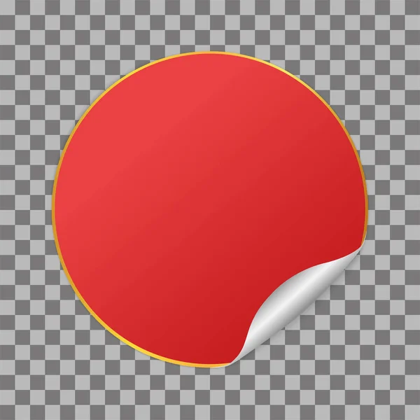 Rotes Rundes Aufkleberbanner Mit Goldenem Rahmen Auf Transparentem Hintergrund — Stockvektor