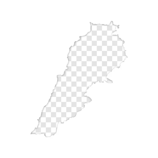 影のあるレバノン地図の透明シルエット — ストックベクタ