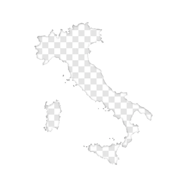 Silhouette Trasparente Dell Italia Mappa Con Ombra — Vettoriale Stock