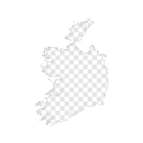 Silhouette Transparente Irlande Carte Avec Ombre — Image vectorielle