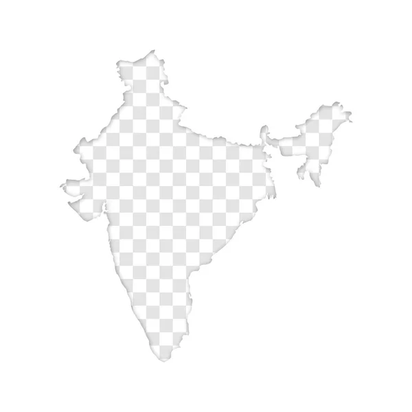 Silhouette Trasparente Dell India Mappa Con Ombra — Vettoriale Stock