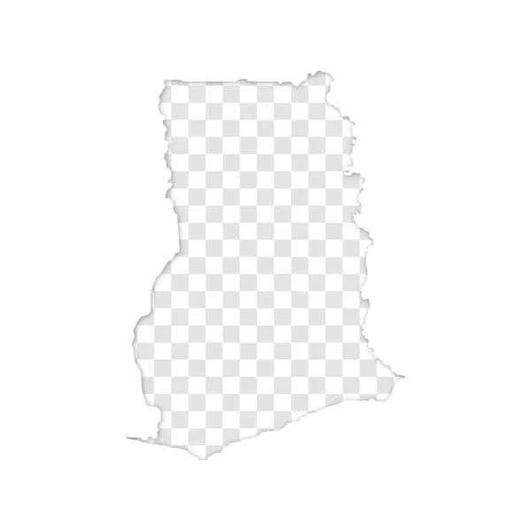 ガーナ地図の透明シルエットと影 — ストックベクタ