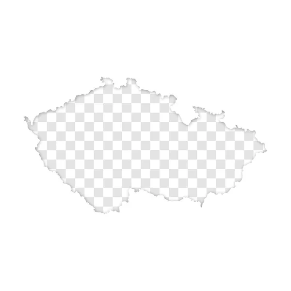 チェコ共和国地図の透明シルエットと影 — ストックベクタ