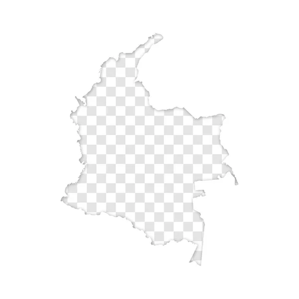 影のあるコロンビア地図の透明シルエット — ストックベクタ