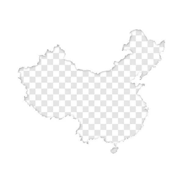 Siluet Transparan Dari Peta China Dengan Bayangan - Stok Vektor